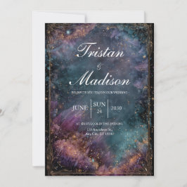 Invitación Polvo de Oro Cósmico Mágico Boda Nocturna Estrella