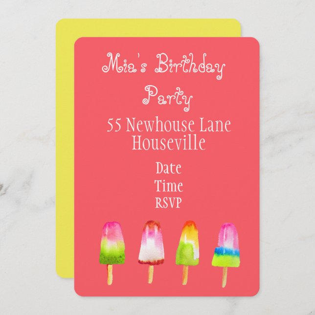 Invitación Polvo de paleta rosada de bloques de hielo Fiesta  (Anverso / Reverso)