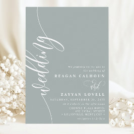 Invitación Polvo de Salvia Elegante Letra de Caligrafía Boda