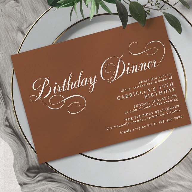 Invitación Polvo Naranja quemado neutro | Cena formal de cump (Subido por el creador)