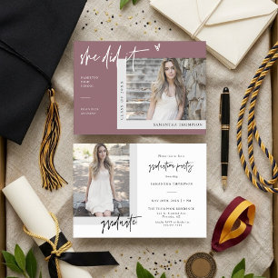 Invitación Polvo Púrpura Moderno Boho Ella Lo Hizo Foto de Gr