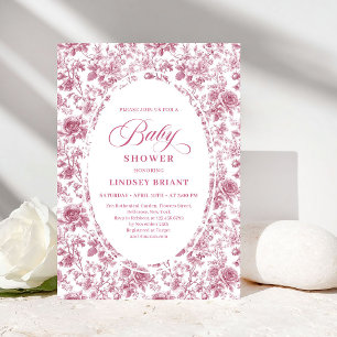 Invitación Polvo Rosa Floral Romántico Rosas Boho Baby Shower