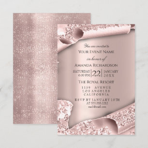 Invitación Polvo rosa rosa Pastel Polvo Rosa espumoso Purpuri