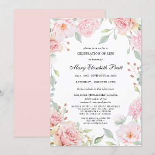 Invitación Polvorienta celebración floral rosa de la invitaci