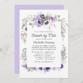 Invitación Polvorienta ducha de novia floral violeta por corr