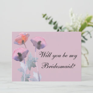 Invitación Polvorienta morada rosa amapola propuesta de dama