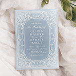 Invitación Polvoriento azul elegante ornamental romántico mat<br><div class="desc">Elegante marco vintage ornamentado con crema sobre un suave fondo azul polvoriento,  romántico y sofisticado,  ideal para bodas vintage,  boda romántico y bodas de invierno. Vea todas las piezas coincidentes de la colección.</div>