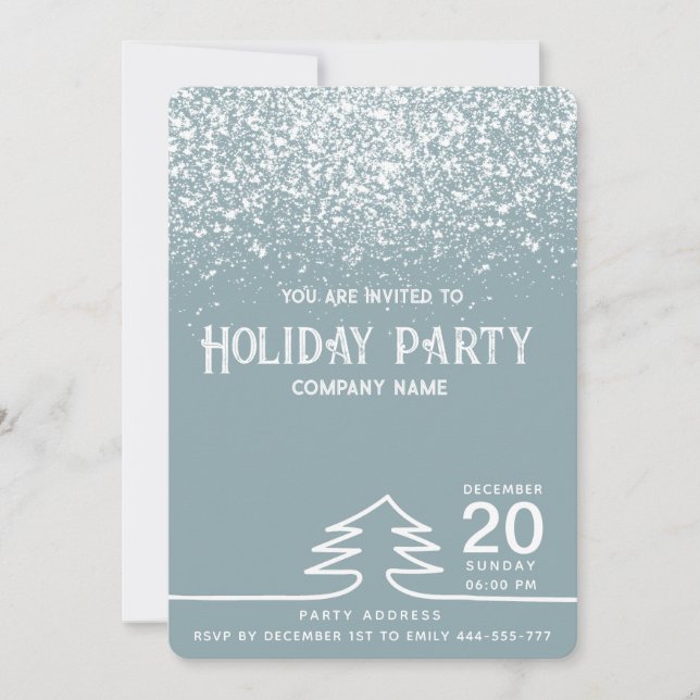 Invitación Polvoriento azul mínimo fiesta de vacaciones de ni (Anverso)