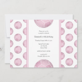 Invitación polvoriento chica rosado cumpleaños de fútbol o fi