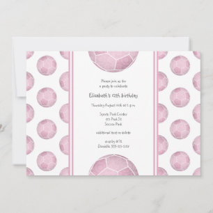 Invitación polvoriento chica rosado cumpleaños de fútbol o fi