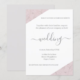 Invitación Polvoriento gris rosa y mármol blanco elegante mat