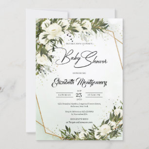 Invitación Polvoriento olivo verde oliva blanco Roses marco d