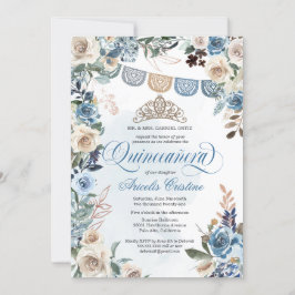 Invitación Polvoriento Rosa azul con el Tiara Country Quincea
