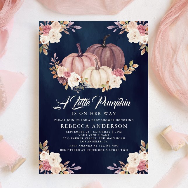 Invitación Polvoriento Rosa de calabaza de la marina floral r (Subido por el creador)