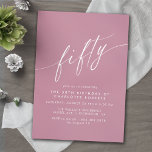 Invitación Polvoriento Rosa guion rosado Sencillas mujeres 50<br><div class="desc">Invitaciones formales de 50 años con "cincuenta" textos en un guión de caligrafía. Fuente blanca sobre un fondo femenino morado-rosado.</div>