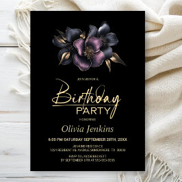 Invitación Polvoriento rosa y gris floral cualquier fiesta de