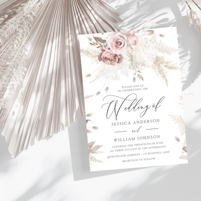 Invitación Polvoriento Rosa y marfil Floral Boda Primavera de (Subido por el creador)