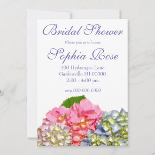 Invitación Polvorientos hortensias florales verdes de color a