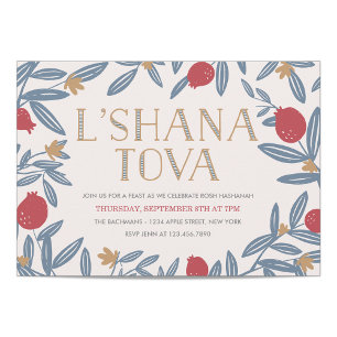 Invitación Pomegranate Florals Rosh Hashanah Invite