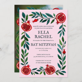 Invitación Pomegranates B'nai Bat Bar Mitzvah Personalizado F