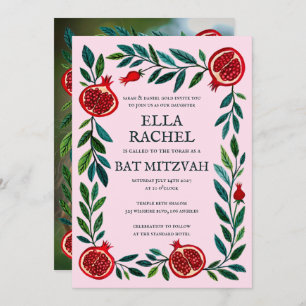 Invitación Pomegranates B'nai Bat Bar Mitzvah Personalizado F
