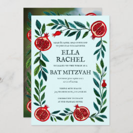 Invitación Pomegranates B'nai Bat Bar Mitzvah Personalizado F