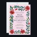 Invitación Pomegranates Personalizado Bat Bar Mitzvah Waterco<br><div class="desc">¡Tarjeta perfecta para anunciar un bar mitzvah, bat mitzvah u otra celebración judía! ¡La mano hizo arte para ti! ¡TODO PERSONALIZABLE! Haga clic en "Personalizar" para editar el texto. Haga clic en "editar usando la herramienta de diseño" para ajustar las fuentes, colores y colocaciones. También puede cambiar fácilmente el estilo...</div>