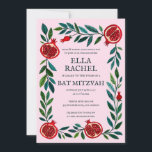 Invitación Pomegranates Personalizado Bat Bar Mitzvah Waterco<br><div class="desc">¡Tarjeta perfecta para anunciar un bar mitzvah, bat mitzvah u otra celebración judía! ¡La mano hizo arte para ti! ¡TODO PERSONALIZABLE! Haga clic en "Personalizar" para editar el texto. Haga clic en "editar usando la herramienta de diseño" para ajustar las fuentes, colores y colocaciones. También puede cambiar fácilmente el estilo...</div>