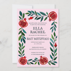 Invitación Pomegranates Personalizado Bat Bar Mitzvah Waterco