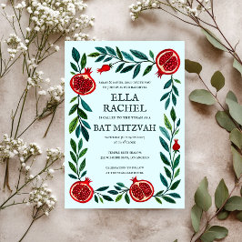 Invitación Pomegranates Personalizado Bat Bar Mitzvah Waterco
