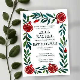 Invitación Pomegranates Personalizado Bat Bar Mitzvah Waterco