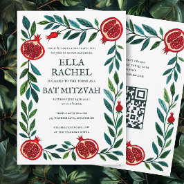 Invitación Pomegranates Personalizado B'nai Bat Bar Mitzvah Q
