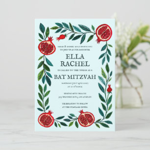 Invitación Pomegranates Personalizado B'nai Bat Bar Mitzvah Q