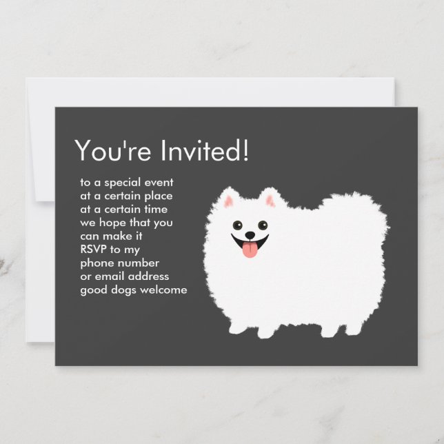 Invitación Pomerania Blanca Esponjosa (Anverso)
