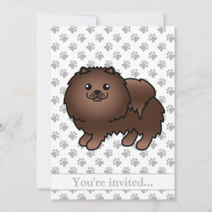 Invitación Pomerania Marrón Lindo Perro de Dibujos Animados F