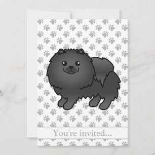Invitación Pomerania Negra Lindo Perro de Dibujos Animados Fi