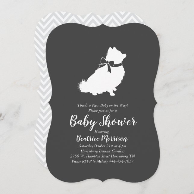 Invitación Pomerania Perro Bebé Ducha Género Neutral (Anverso / Reverso)