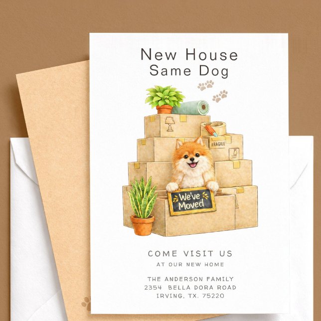 Invitación Pomeranian New House Moving Announcement (Subido por el creador)
