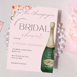 Invitación Pon en escena una ducha de novias con flores rosad