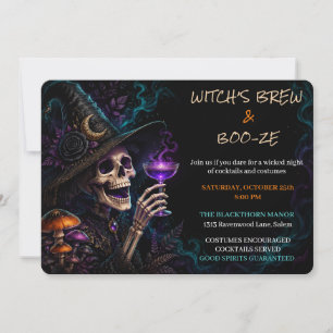 Invitación Ponche de Bruja y Cóctel de Halloween Gótico