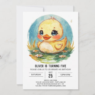 Invitación Pond Wildflowers Duck Birthday