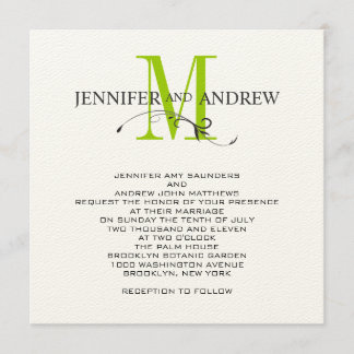 Invitación poner crema verde de la boda del