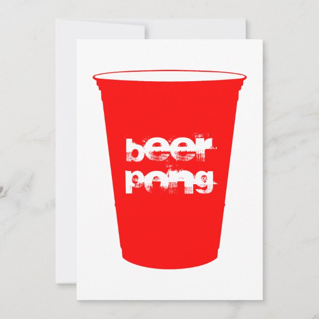 Invitación pong de la cerveza: taza roja del fiesta (Anverso)