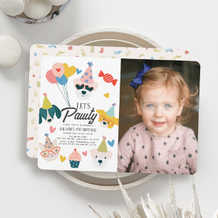 Invitación Pongamos perros traviesos y globos de gato foto de