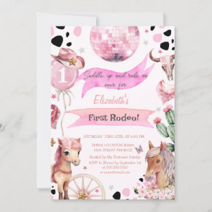 Invitación Poni de Acuarela Cumpleaños con Lunares Florales R