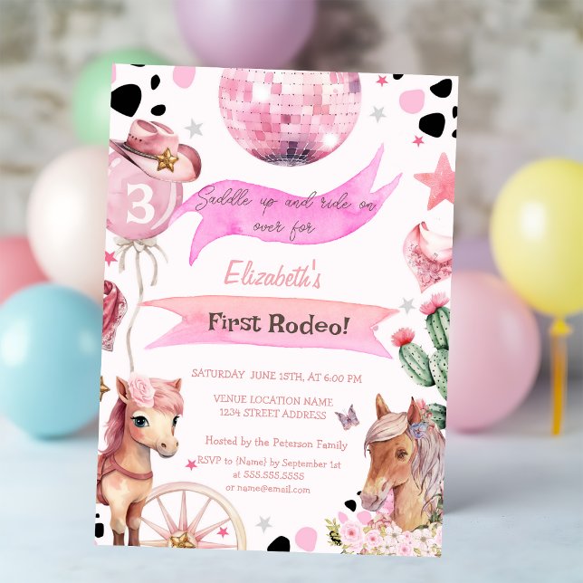 Invitación Poni de Acuarela Rodeo Lunares Cumpleaños (Subido por el creador)