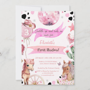 Invitación Poni de Acuarela Rodeo Lunares Cumpleaños
