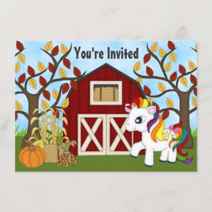 Invitación Ponía arcoiris y bovinos de otoño cumpleaños