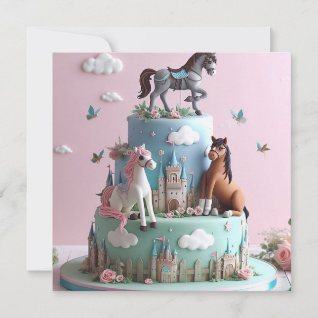 INVITACIÓN PONIES & CASTLES CUMPLEN CUMPLEAÑOS (Anverso)