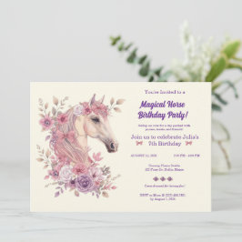Invitación Ponis Bonitos Personalizables y Flores de Caballo